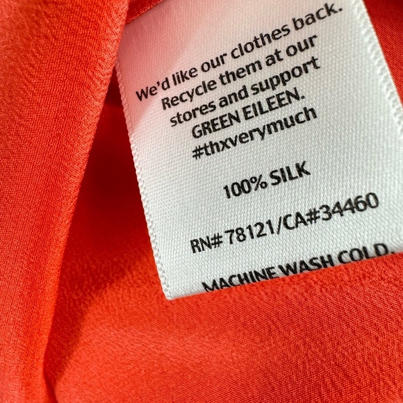 Eileen Fisher XS Petite PP 100% Silk Tunic Top Two Toned Orange Lightweight - Picture 6 of 8
